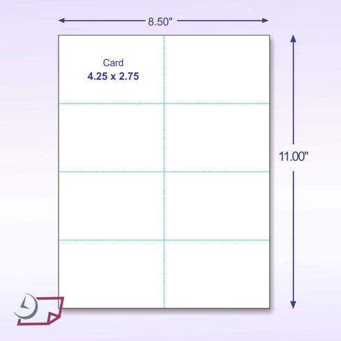 8 100# 4-1/4" 2-3/4" 800 NextDayLabels - Blank Perforated Printable Cardstock, Cards per Sheet, tag - for laser