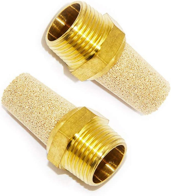 Joywayus Air Pneumatic Muffler - Long Exhaust Muffler 3/8" NPT Male Brass Flow Control Silencer (Pack of 2)