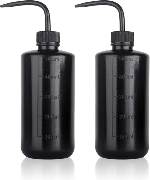 Melphoe Tattoo Wash Bottle Squeeze, 2Pcs 500ml Plastic Squeeze Medical Lab Washing Bottle, Black
