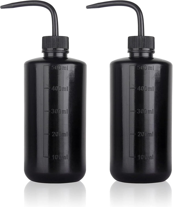 Melphoe Tattoo Wash Bottle Squeeze, 2Pcs 500ml Plastic Squeeze Medical Lab Washing Bottle, Black