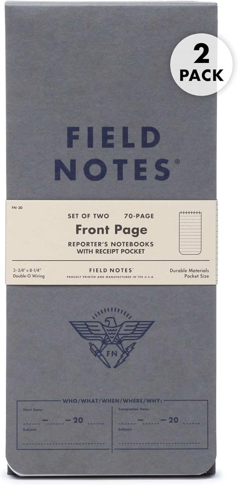 Field Notes Front Page 2-Pack of Reporter's Notebooks - 3.75" x 8"