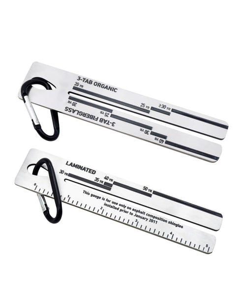 2 Pcs 4/09 Shingle Gauge Measuring Tool for Roof Pitch with Carabiner, Analyze Roof Tile Thickness