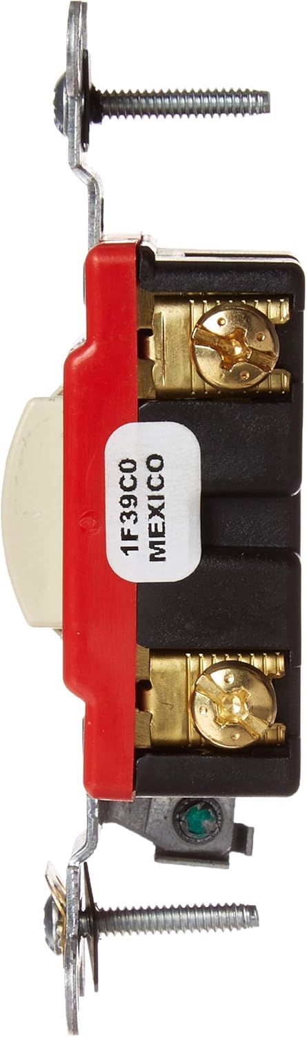 Leviton 1221-2IL 20-Amp, 120/277-Volt Toggle Locking Single-Pole AC Quiet Switch, Ivory
