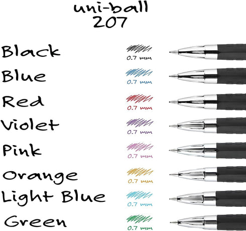 Signo Gel 207 Roller Ball Retractable Gel Pen, Blue Ink, 0.7MM, Dozen
