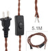 RTNLIT 16.4Ft Twisted Cloth Covered Lamp Cord with Switch Button and Molded Plug, 18-Gauge Fabric Electrical Cord,