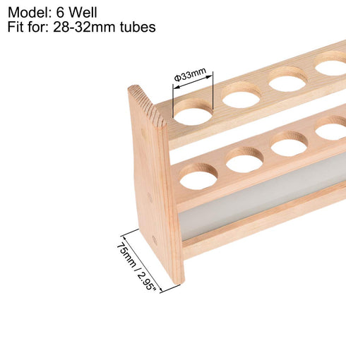 uxcell Wooden Test Tube Holder Rack for 100ml Centrifuge Tubes, 6 Wells