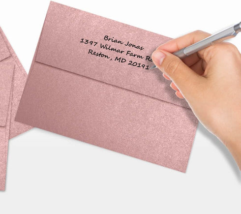 LUXPaper A7 Invitation Envelopes Peel & Press, 5 1/4" x 7 1/4" Misty Rose Metallic - Sirio Pearl, 50 Qty