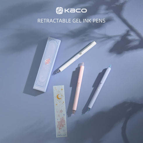 Kaco Gel Pens Cute Stationery 3 Pieces 0.5mm Fine Point Gifts for Women Kids Quick Drying for Journaling Aesthetic
