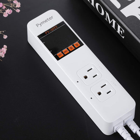 Digital Temperature Controller, Dual Probe Reptile Thermostat Outlet for Terrarium Heat Mat, 10A 1200W