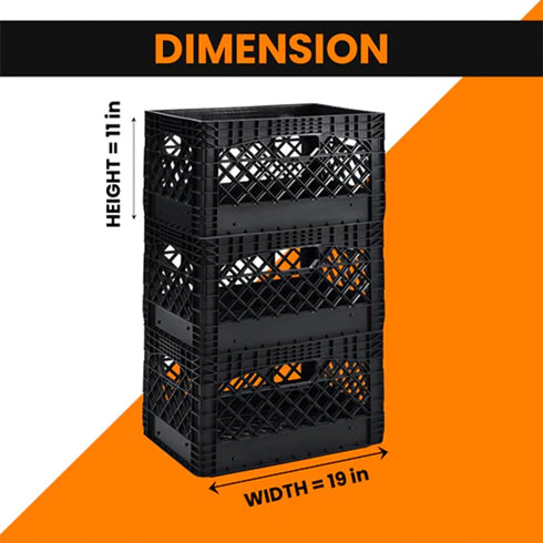 Juggernaut Storage 24 Quart Stackable Black Storage Crate with Handles - Heavy-Duty Plastic for Home, Office, Garage