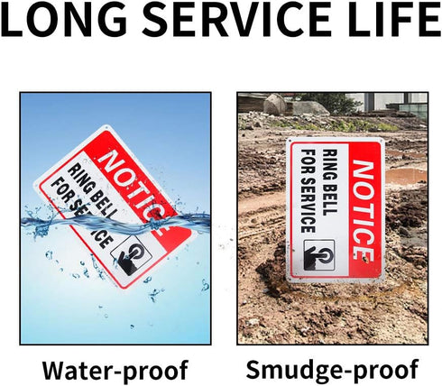 2-Pack Ring Bell for Service Sign, 10"x 7", .04" Aluminum Reflective Sign, Rust Free, Weatherproof