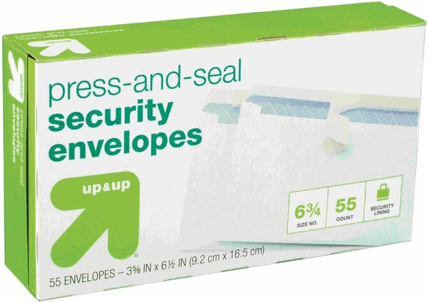 Boxed Peel & Stick Envelopes, 3.625"X6.5", 55 Pack - Security #6
