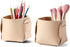 HOMIEAZICOZI 2-Pack Cork Leather Makeup Brush Holder Organizer - Stylish Desk Accessories Storage for Home Decor