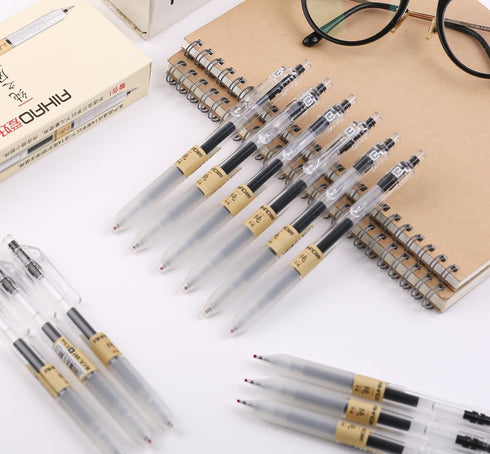 Retractable Gel Ink Pens, Quick-drying Ink 0.5mm, Japanese Style for Office School Supplies, 12-Pack (Black Ink)