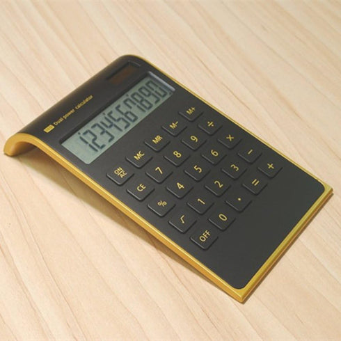 yescool Calculator, Slim Elegant Design, Office/home electronics, Dual Powered Desktop Calculator, Solar power, 10 Digits, Tilted LCD Display, Inclined Design, Black (Slim)