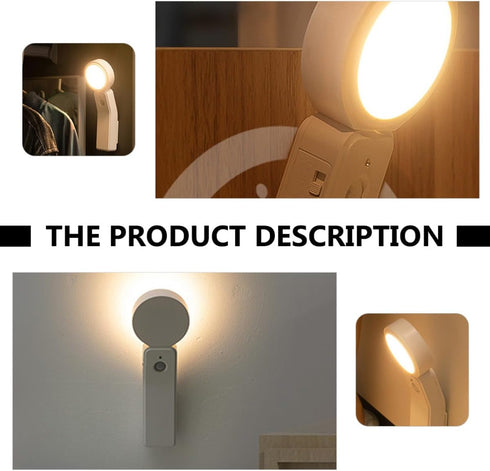 Luxshiny LED Intelligent Human Body Induction Night Light Small Rechargeable Bedside Lamp with Warm Soft Eye-Protection