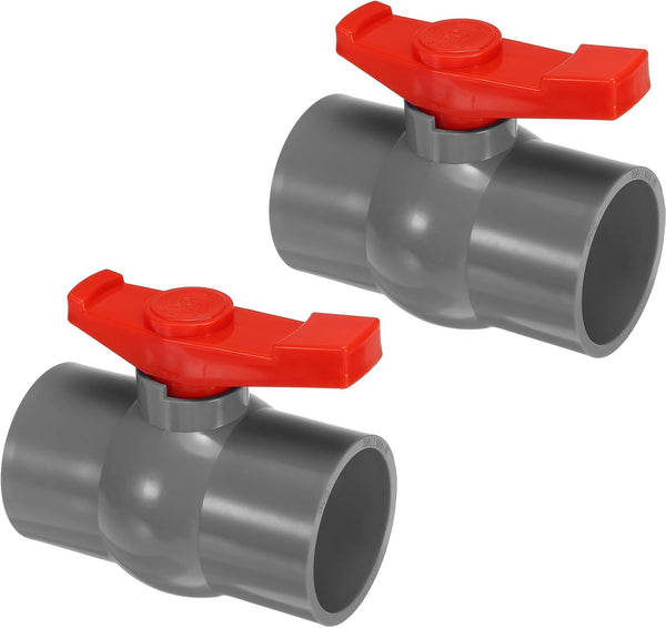 PATIKIL 63mm 2-1/2" ID PVC Ball Valve, 2 Pack Socket Type Shut-off Valve with Easy to Rotate Handle for Water Flow