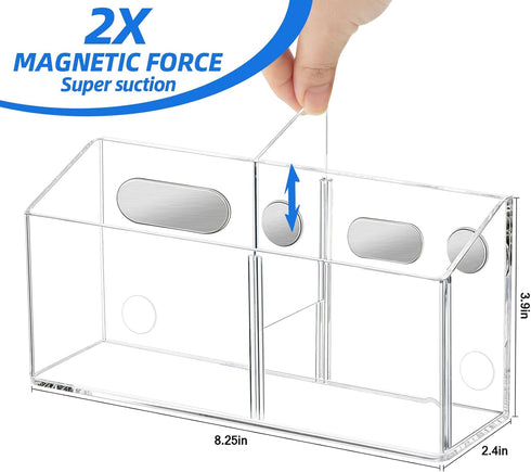Large Magnetic Dry Erase Marker Holder, Magnetic Glass Whiteboard Holder with Movable Dividers, Strong Pencil Holder