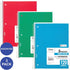 Mead Spiral Notebooks, 3 Subject, Wide Ruled Paper, 120 Sheets, 10-1/2" x 7-1/2", Red, Green, Blue, 3 Pack (73179) by Mead