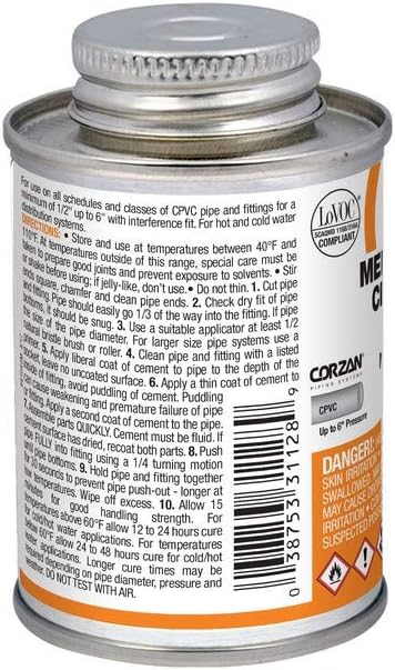 Oatey 31128 Cement, 4 oz, CPVC Orange