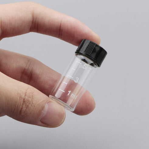 JIUWU 10pcs 5ml 1/6 Oz Scaled Clear Glass Vials, Sample Transparent Liquid Bottles with Screw Cap