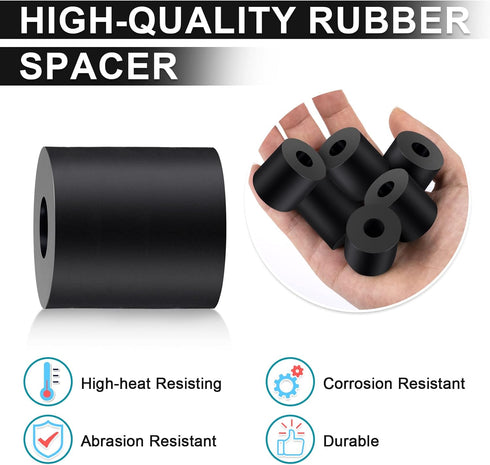 Rubber Spacer 1 Inch OD x 3/8 Inch ID x 1 Inch Thickness, Anti Vibration Neoprene Rubber Cylinder for Home Hardware (6