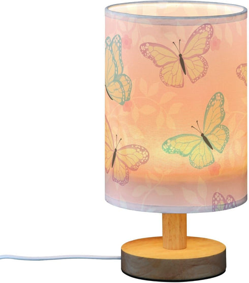 ALAZA Bedside Table Lamp Cute Butterfly Pink Flower Lamp for Girls Boys Bedroom with USB Port LED Kids Nightstand Lamp