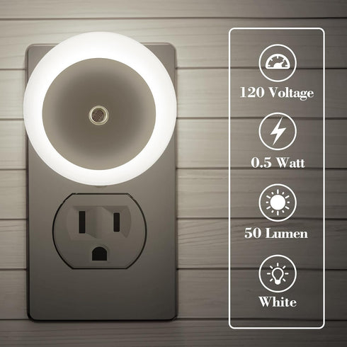 6 Pack KINUR Night Light, LED Night Lights Plug into wall with Dusk to Dawn sensors, Plug in Night Lights for Kids