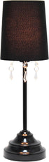 17.25" Simple Designs Chic and Stylish Crystal Adorned Table Lamp - Black