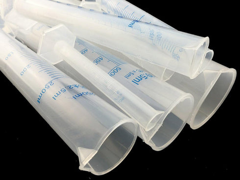 Plastic Transparent Blue Line Liquid Graduated Measuring Cylinder Lab Test Tube - 10ml / 25ml / 50ml / 100ml / 250ml /