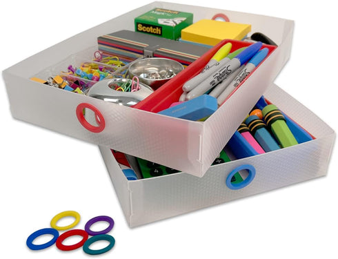 TierDrop Desktop Organizer Supply Drawers, Set of 2, Clear the Clutter and Keep Desk Accessories Organized