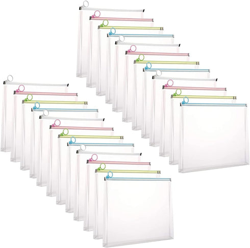 Pack of 24 Clear Zip Plastic Envelopes File Document Paper Holder 9x12 (24 Pack)
