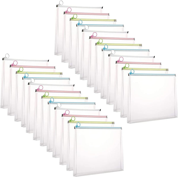 Pack of 24 Clear Zip Plastic Envelopes File Document Paper Holder 9x12 (24 Pack)