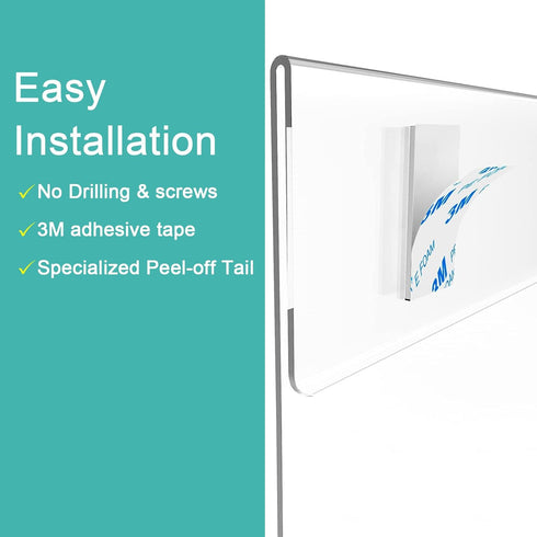 Wall Mount Sign Holder 8.5x11 Landscape, Clear Plastic Picture Frame with Double Sided Adhesive Tape, 3 Pcs