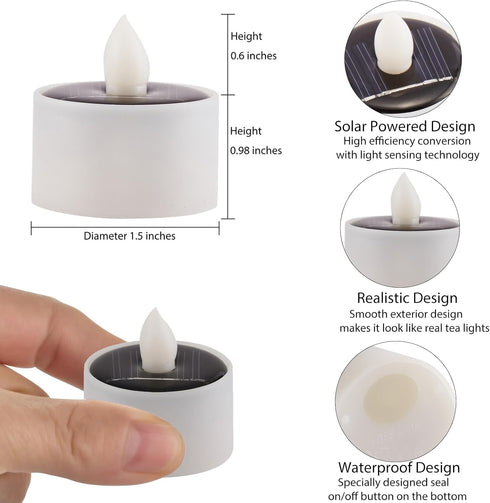 TWINKVILLA 8pcs Solar Tea Lights Outdoor Waterproof, Rechargeable Dusk to Dawn Little Solar Votive Candles, Flameless
