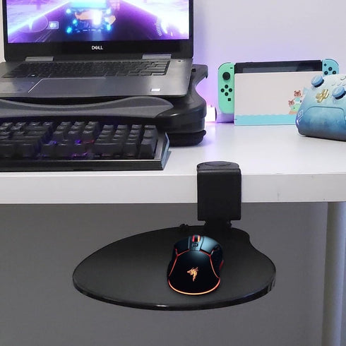 Clamp on Mouse Platform - Clip on Mouse Pad Rotating 360, Ergonomic Mouse Tray for Home and Office (Black)