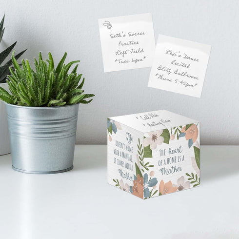 Mothers Floral Sticky Note Cube, 600 Sheets, 2.75" Memo Block, Four Empowering Messages On Each Side