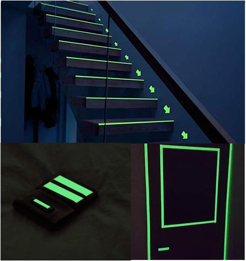 32.8 ft x 1 inch Glow in The Dark Tape - Luminescent Emergency Roll for Safety Egress Markers Stairs and Walls