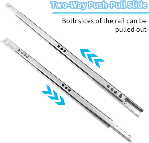 2 Pcs Drawer Slides, 12"/310mm Metal Ball Bearing Side Mount Drawer Slide, 10kg Capacity