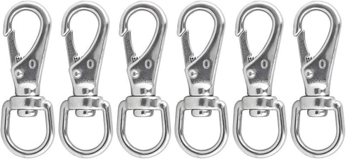 Swivel Eye Snap Hooks - 304 Stainless Steel Spring Snap Clip Buckle for Bird Feeders, Pet Chains, 6-Pack