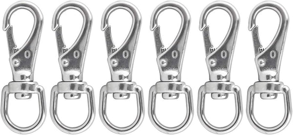 Swivel Eye Snap Hooks - 304 Stainless Steel Spring Snap Clip Buckle for Bird Feeders, Pet Chains, 6-Pack