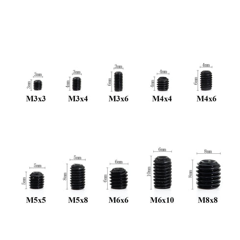 M3/4/5/6/8 Internal Hex Drive Cup-Point Set Screws Assortment Kit, 10 Sizes, 360PCS
