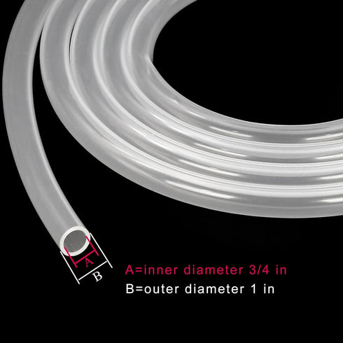 Silicone Tubing 3/4" ID x 1" OD - 16ft Length Flexible Food Grade High Temp Pure Silicone Hose for Brewing