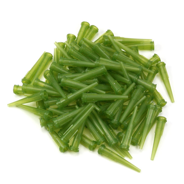 Auniwaig 100Pcs 14Ga Plastic Tapered Dispenser Needles, Luer Lock, Olive PE for Oil or Glue Applicator