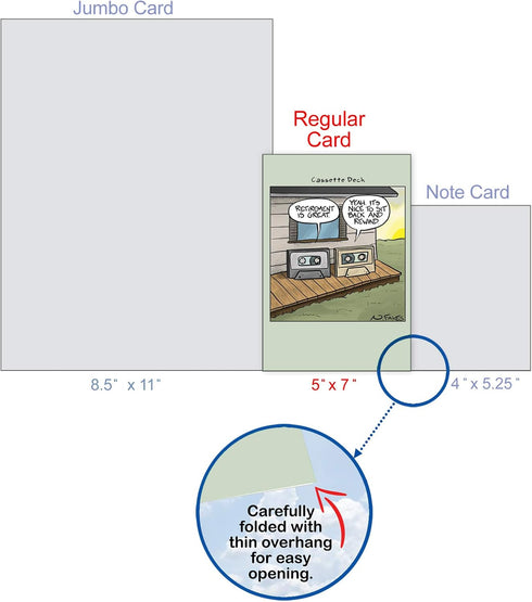 NobleWorks Funny Retirement Card with Envelope, Colorful Congrats Greeting - Cassette Decks C6971RTG-US