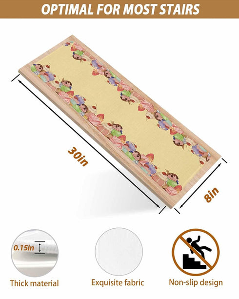BOHOOSKYLAR 4 8"x30" Ice Cream Stair Treads Cake Vintage Cotton and Linen Background Indoor Non Slip Peel and Stick
