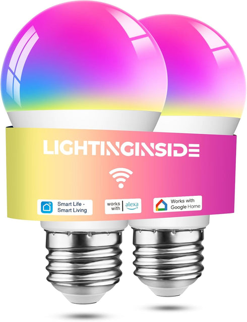 Smart Light Bulbs, 60W Equivalent, 800LM, 9W WiFi Smart Bulb, A19 E26, Compatible with Alexa, 2PCS