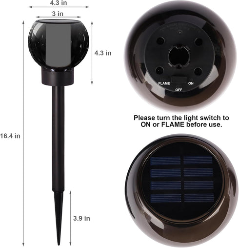 4 Pack Dynaming Solar Torch Lights Outdoor, Flickering Flame Christmas Pathway Solar Globe Lights, Auto On/Off Garden