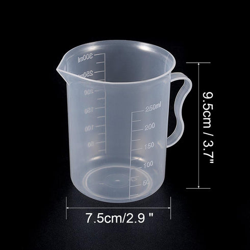 uxcell 300ml PP Plastic Measuring Cup, Graduated Beaker Transparent with Handle for Lab Kitchen Liquids
