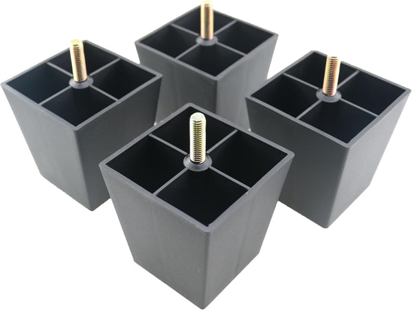 TAODAN 4PCS 8x7.2x5.5cm Black Plastic Sofa Leg Replacement with Fixing Screws Furniture Legs